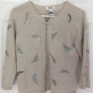 Talbots beige zipper cardigan